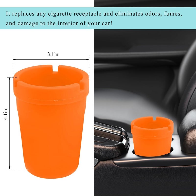 NYTKL Car Ashtray, Plastic Portable Smokeless Self-Extinguishing Vehicle Cigarette Trash Can Ash Tray, Universal Windproof Butt Bucket Ash Holder Organizer for Car Cup Holder (Orange) - Image 2